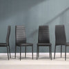 4pcs Black Faux Leather Dining Chairs Kitchen Dinning Room Metal Leg Padded Seat