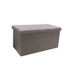 Large Ottoman Foldable Storage Box Linen Suede Foot Stool Seat Furniture Beige