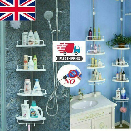 UK No Rust Bathroom Telescopic Corner Shelf Storage 4Tier Shower Caddy Organiser