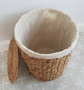 Wicker Laundry Basket Round Cotton Lined Bathroom Bedroom Natural Water Hyacinth