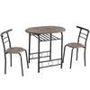 Compact Dining Room Set, 3 Piece Kitchen Breakfast Bar Table with Storage Shelf