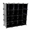 NEW! Interlocking 16 Compartment Shoe Organiser Storage Cube Rack Black