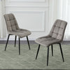 Set of 2 Blue Grey Velvet Dining Chairs Dinning Kitchen Room Metal Leg Padded