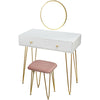 Dressing Table Stool with Mirror 2 Drawers Makeup Desk Dresser MDF White