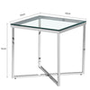 End Table Clear Tempered Glass Top with Cross Base Chrome Leg Design Modern SALE