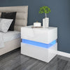 White High Gloss Bedside Table Cabinets Nightstand Chest of Drawers LED Light UK