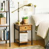 2-Tier Bedside Table Vintage Industrial End Table w/Drawer Wooden Bedroom Office