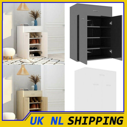UKING Shoe Cabinet Wooden Storage Door & Drawer Cupboard Sideboard Footwear Rack