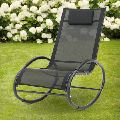 Ergonomic Rocking Chair Recliner Garden Relaxing Sun Lounger Reclining Rocker