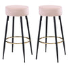 Pair of Round Velvet Bar Stools Kitchen Counter Dining Chairs Breakfast Barstool