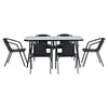 Garden Furniture Set Large Metal Glass Table & Chairs Outdoor Patio Parasol Hole