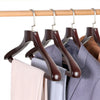 5x Premium Walnut Wooden Clothes Suit Coat Hangers Trousers Rack with Broad Ends