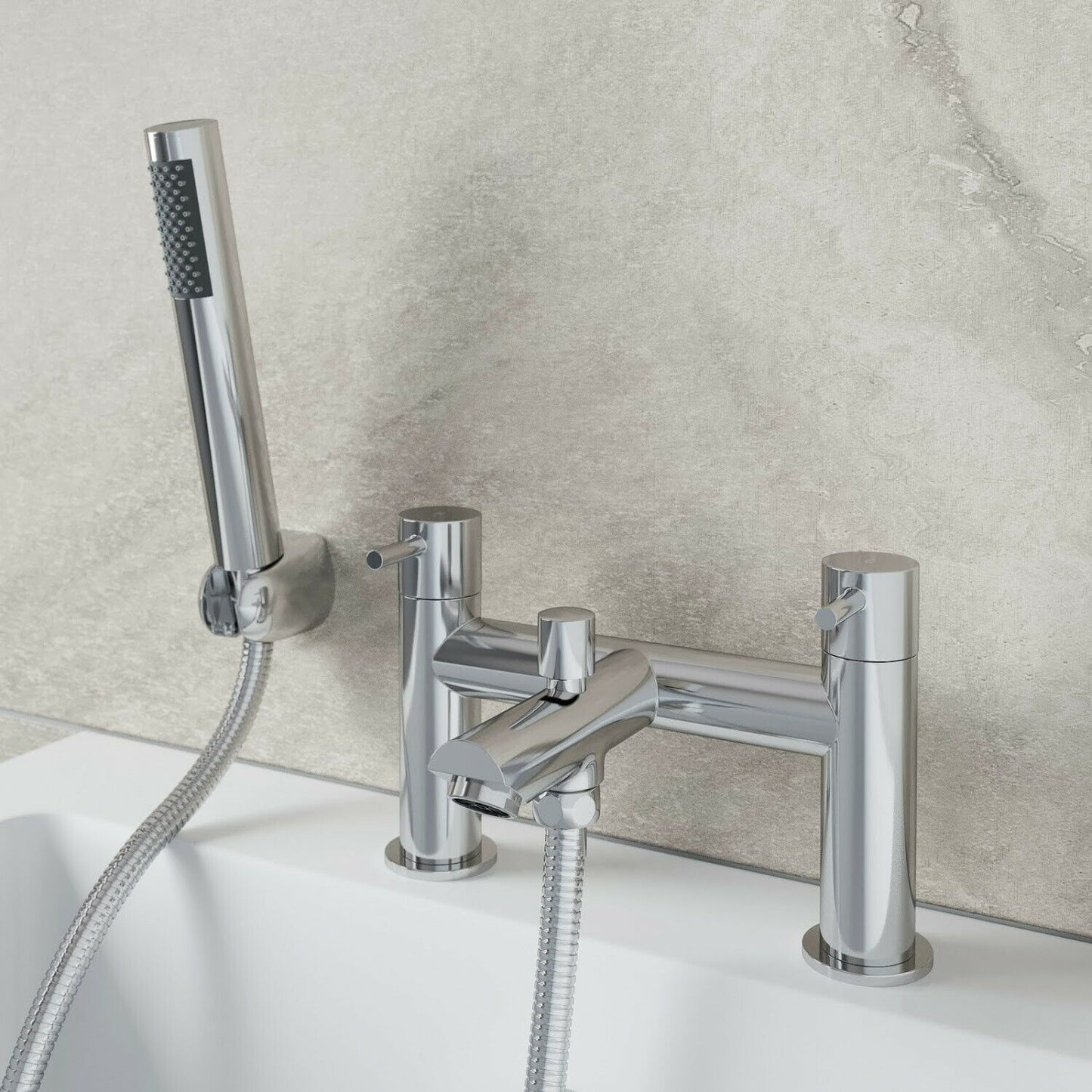 Modern Chrome Bathroom Sink Twin Taps Bath Filler Shower Mixer Basin Mini Mixer