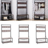 Industrial Steel Clothes Rail Rack Stand Rustic Wood Retro Vintage Garment 180cm