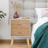 Nordic Style 2 Drawers Side Cabinet Wooden Bedside Table Storage Chest