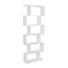 Wood Bookcase Bookshelf S Shape 6 Tier Shelves Free Shelving Storage White Unit