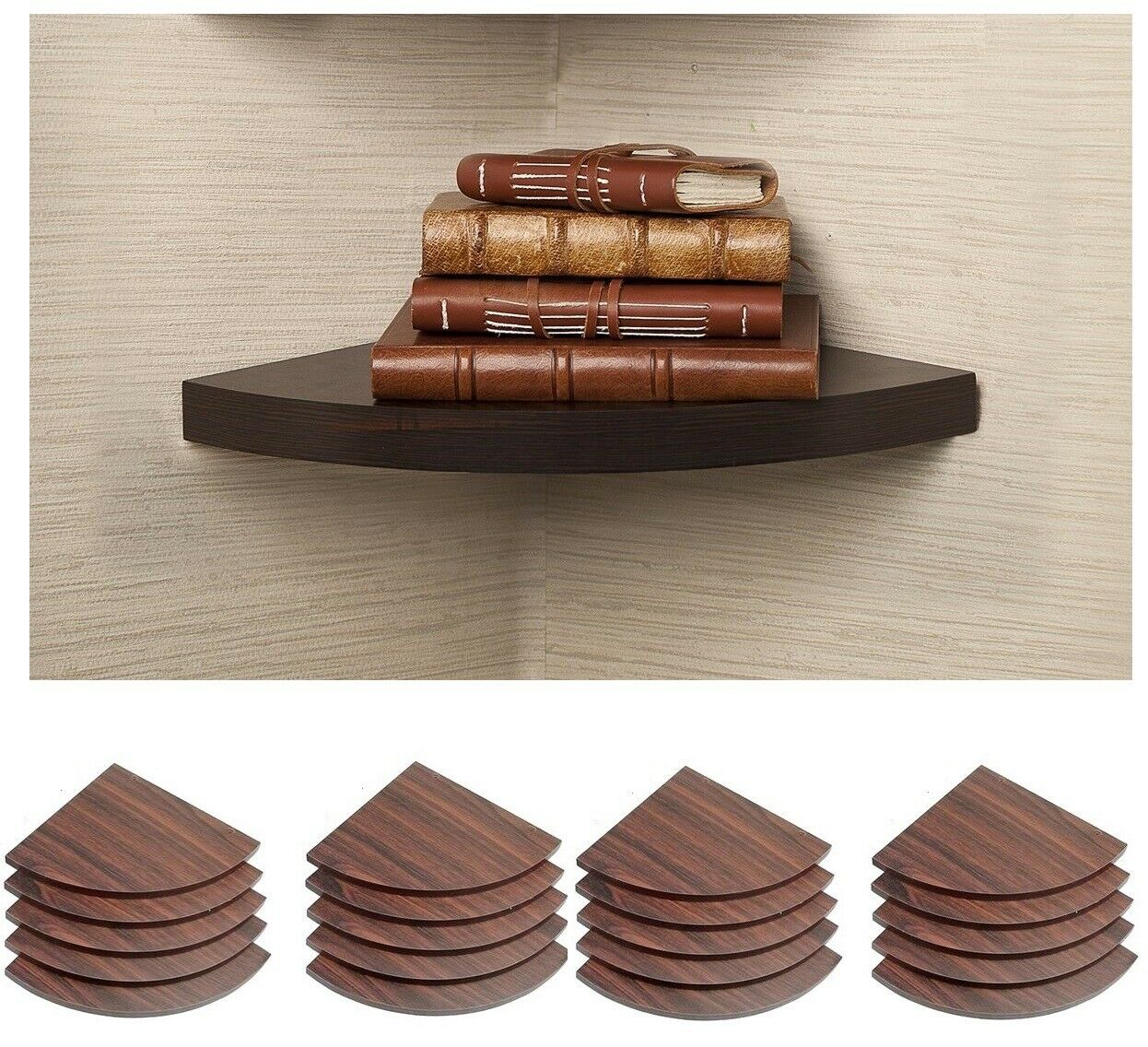 High Gloss Floating Corner Shelf Wall Mounted Storage Unit Shelving Display Kit