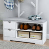 Shoe Bench Shoes Storage Rack Wooden Cabinet Padded Seat Cushion Hallway White