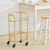 Kitchen Dining Room Serving Cart 2 Tier Glass Shelves Drinks Trolley Side Table