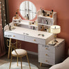 Modern Dressing Table Vanity Set Makeup Desk w/ Mirror & 5 Drawers 4 Shelves