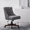 Linen Upholstered Swivel Computer Desk Chair Button Back Office Executive Chair