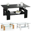 Glass Coffee Table With Storage Modern Living Room Furniture Tea Coffee Table