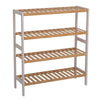 4 Tiers Bamboo Shoe Rack Storage Shelf Display Stand Organiser Unit Cabinet