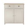 Cream Oak Sideboard 2 Door 2 Drawer Storage Cupboard Metal Handles