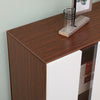 Wooden Luxurious Sideboard/Cupboard Storage Cabinet with LED Lights White+Walnut