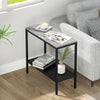 2 Tier Marble Top Coffee End Table Modern Center Table Square Side Storage Shelf