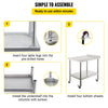 Stainless Steel Work Prep Table Kitchen Work Table 24x15in w/ 4 Casters