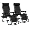 2X ZERO GRAVITY CHAIR SUN LOUNGER OUTDOOR GARDEN FOLDING RECLINING W/HOLDER