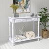 Console Table 2 Drawer Hall Table Wood Storage Shelf White
