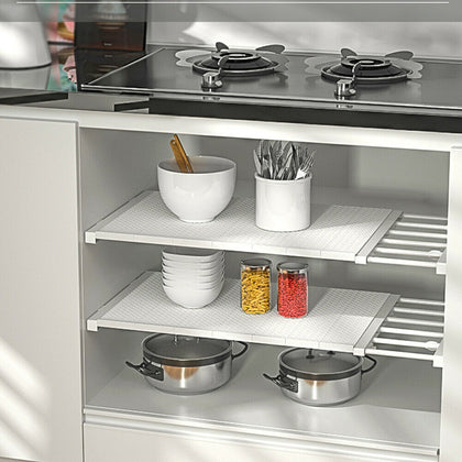 Extendable Closet Organizer Shelf Space Saving Cupboard Wardrobe Storage Rack