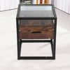 Industrial Nightstand Side Table Storage 1 Drawer Retro Rustic Bedside Cabinet