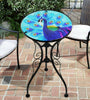 Iron/Glass Round Side Coffee Table Mosaic Design Garden Patio Flower Plant Stand