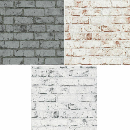 NEW AS CREATION PAINTED BRICK WALL STONE FAUX EFFECT EMBOSSED MURAL WALLPAPER