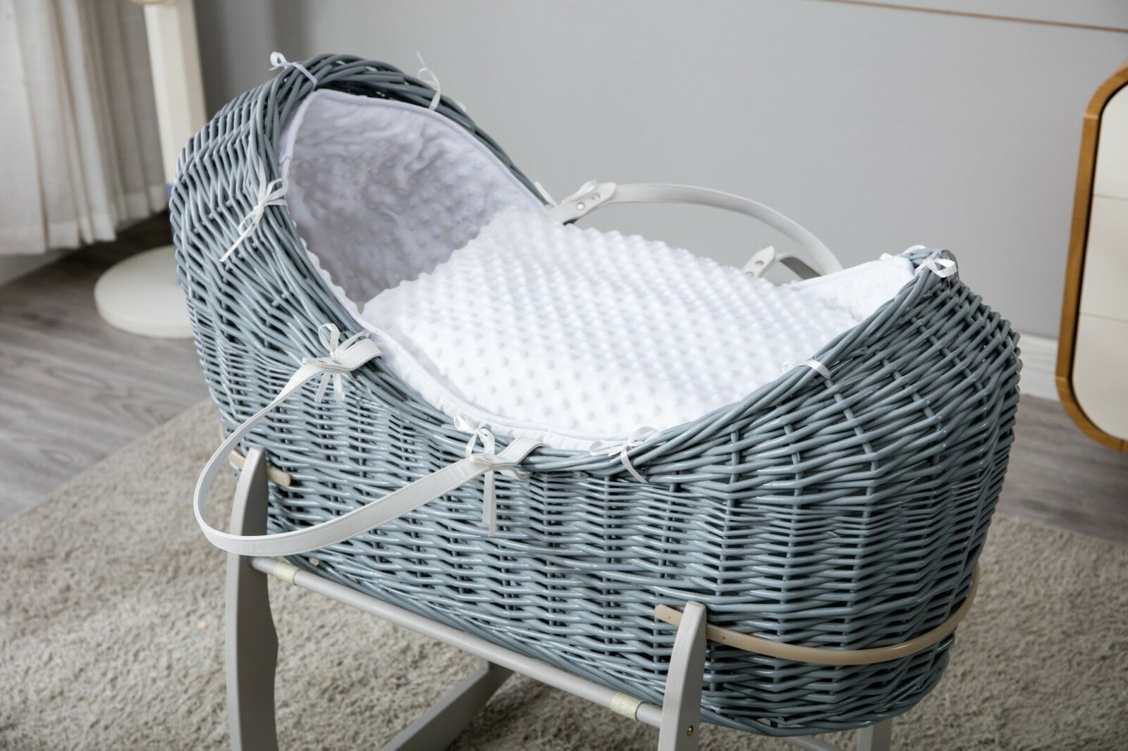 MCC® Full Set Moses Wicker Cocoon Pod Basket Mattress Bedding set Rocking Stand