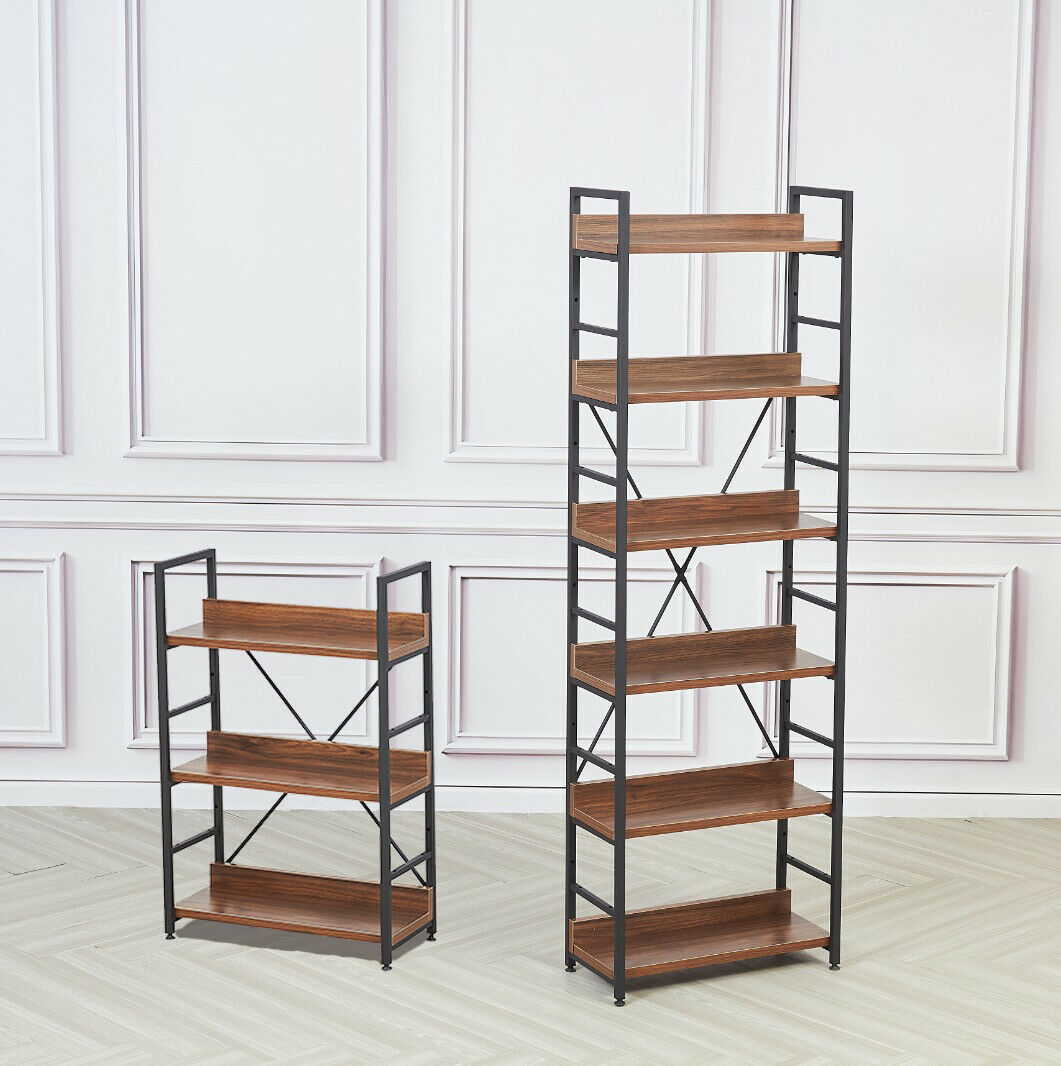 Modern 3 or 6-Tier Storage Shelf Ladder Bookshelf Display Stand Unit Rack Metal