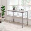 Grey Office Desk Computer Table Laptop PC Stand Wooden Top Metal Frame Room Unit
