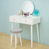 Scandinavian 2 Drawer Dressing Table Set Vanity Makeup Desk Stool Mirror Bedroom