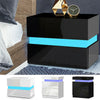 High Gloss Bedside Table Nightstand Chest Cabinet Unit with Drawers LED Lighting