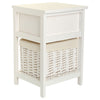 Pair of Wooden Bedside Tables Night Stand Cabinet Storage Drawer Wicker Basket.
