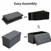 GREY LINEN LARGE FOLDING STORAGE OTTOMAN POUFFE SEAT FOOT STOOL STORAGE BOX UK