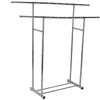 Double Clothes Rail Wheeled Garment Coat Hanging Display Stand Lower Bottom Rack