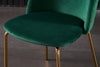 2X Morden Velvet Fabric Dining Chairs Metal Brass Legs Kitchen Padded Seat Green