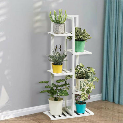 5Tier Wooden Plant Flower Pot Display Stand Shelf Storage Rack Outdoor Indoor UK
