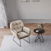 Vintage Fabric Upholstered Chair Tufted Back Home Leisure Armchair Metal Legs