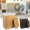 Bamboo Laundry Hamper Basket Home Wood Washing Clothes Storage Bin Stand Large