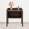 2pcs Industrial Bedside Table Stackable End Table with Storage Rustic Brown